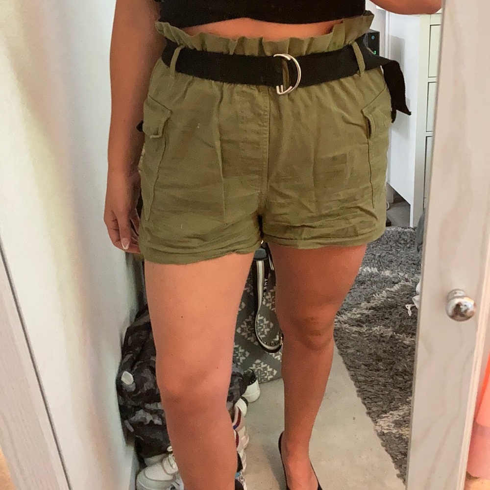 H&M Army Green High Waist Cargo Shorts